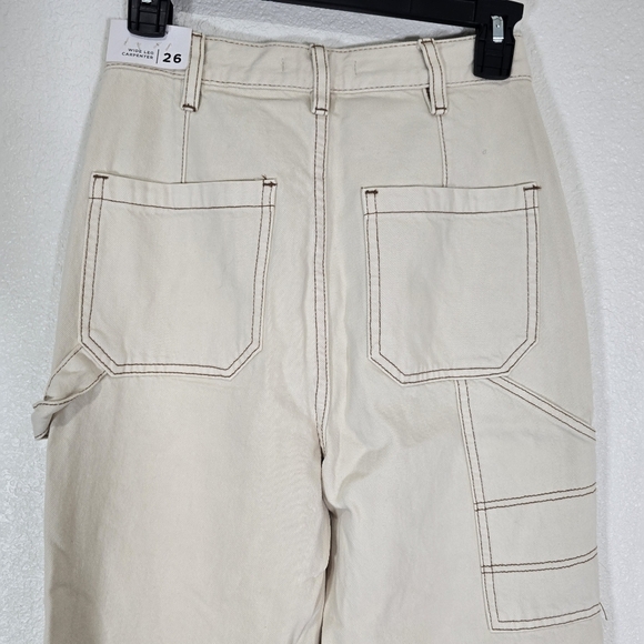 NWT Pacsun Size 26 Wide Leg Carpenter Pants Jeans Utility Loose High Waist‎ Bone - Picture 7 of 11